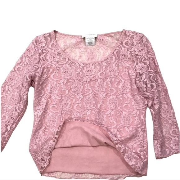 Soft Surroundings Women Small Pink Lace Top 3/4 Sleeve Partially Lined - Picture 5 of 9